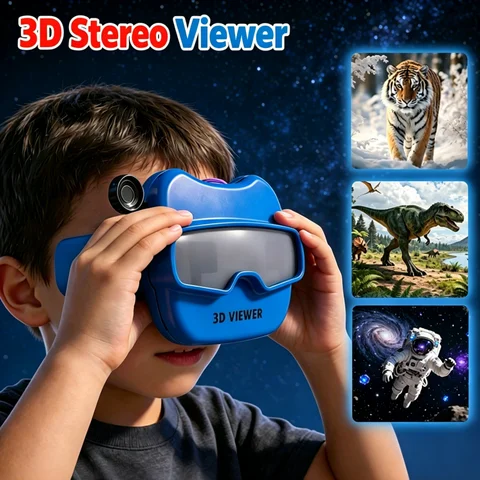 3D Stereoscopic Viewer with 6 Reels Dinosaur Animal Space Story Slide Educational Science Viewing Toy Boy Girl Birthday Gifts