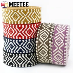 Meetee 2-10M 38mm Jacquard Polyester Cotton Ribbon Band Canvas Bag Strap Belt Decorative Bias Webbing Tape Sewing Accessories