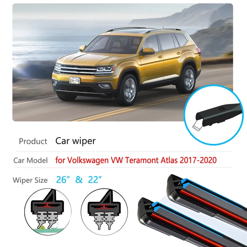 

Car Wiper Brushes for Volkswagen VW Teramont Atlas 2017 2018 2019 2020 Front Windscreen Windshield Wipers Blades Car Accessories