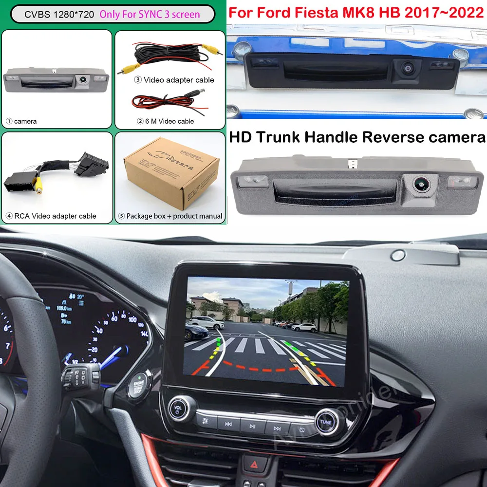 Dynamiczna Kamera Cofania w Kierunku Bagażnika z Trajektorią dla Forda Fiesta MK8 HB 2017 2018 2019 2020 2021…