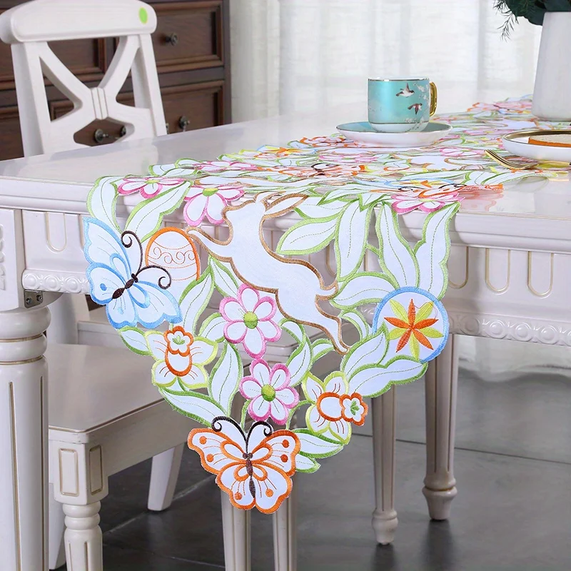 Bunte Tischläufer aus Ostern, Polyester, Urlaub, Party, Dekoration, waschbar, für Küche, Esstisch, Hochzeitsdekorationen
