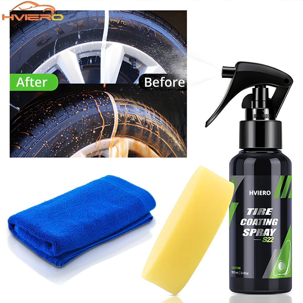 

Car Tyre Refurbish Gloss Tire Coating Spray Hydrophobic Sealant Wax Wheel clean Auto Re-black Shine wash Tools 50ml/100ml/300ml