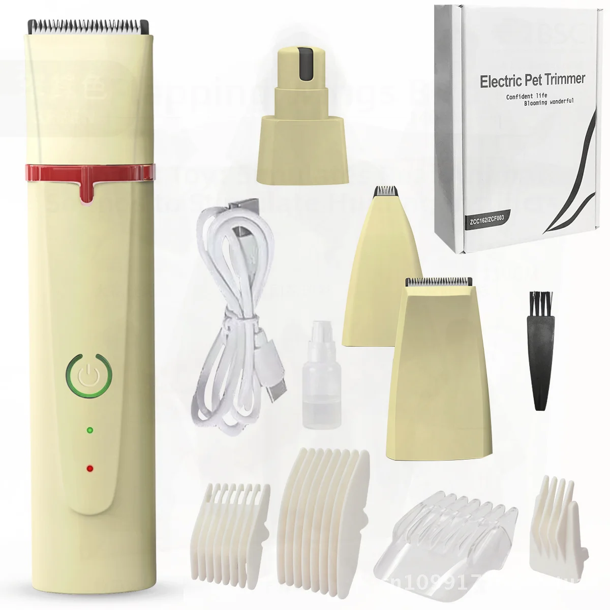 متعددة الوظائف ماكينة حلاقة للحيوانات الأليفة 4 في 1 مقص الشعر الكهربائية الكلب مسمار طاحونة USB قابلة للشحن أدوات حفر أبيض/أصفر ABS #2