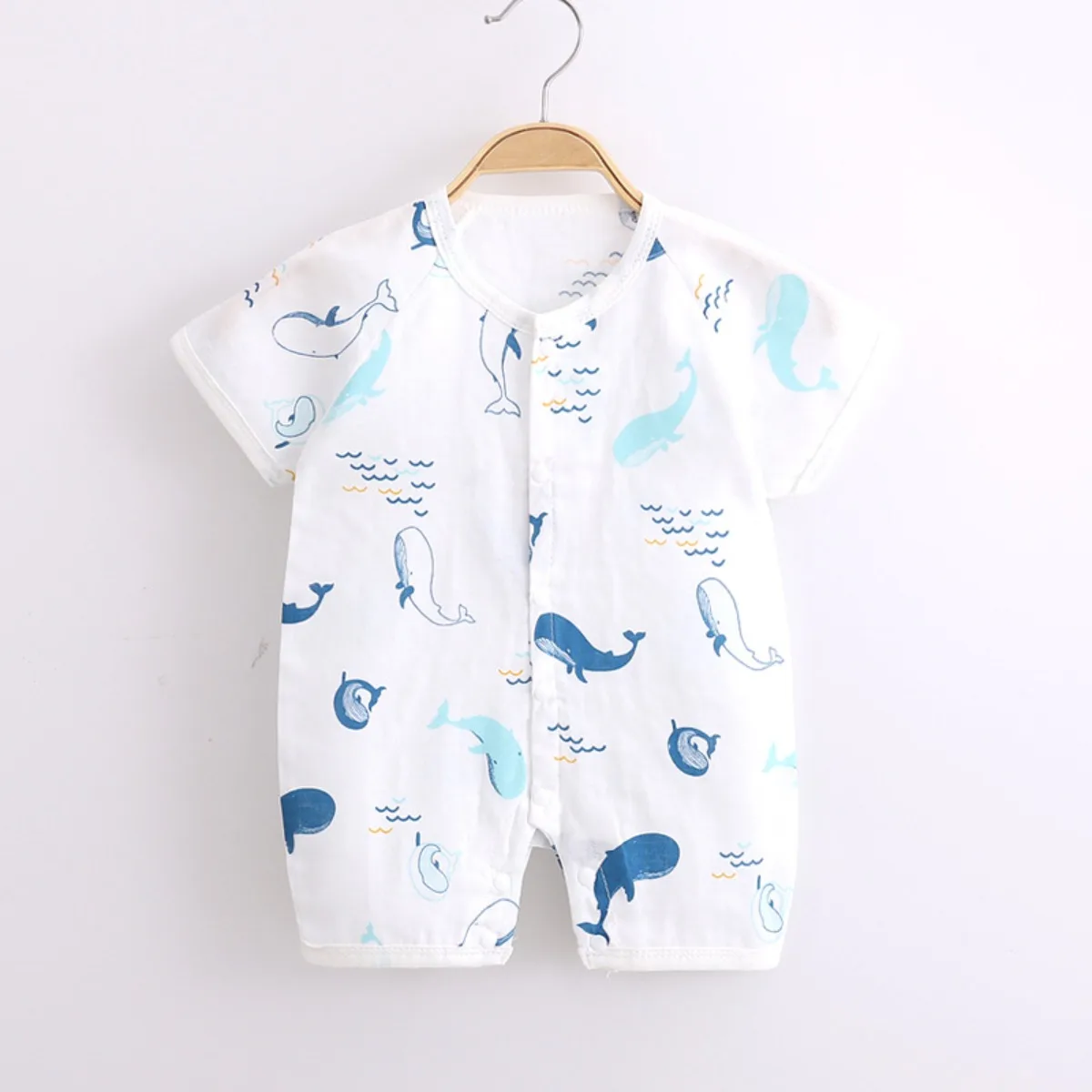 New Arrival Baby Double Layer Muslin Lightweight Romper 0-18M Kid Summer Breathable Short Onesie Newborns Casual Cute Bodysuit
