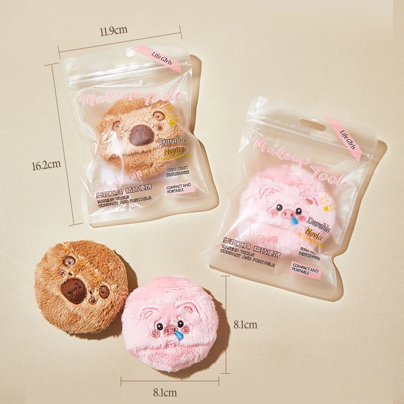 Life Girls-bufete de polvo de felpa suave y bonito para niñas, polvo suelto, maquillaje, flocado suave, cómodo, agradable para la piel, grueso, grande