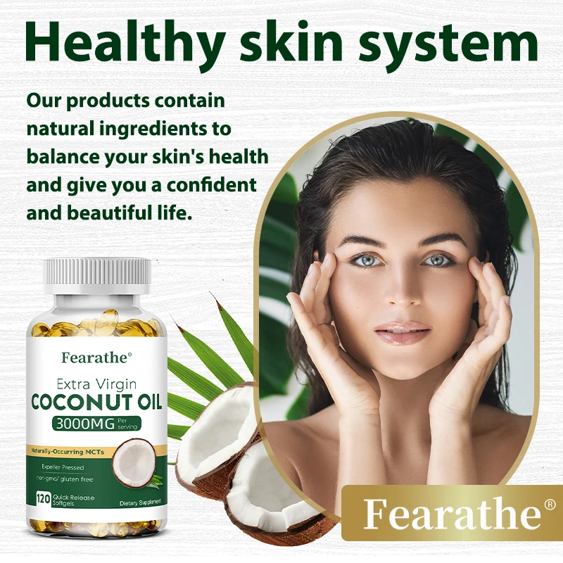 كبسولات زيت جوز الهند 2000 مجم - عضوي بكر ممتاز معصور على البارد للبشرة الصحية والأظافر ونمو الشعر والهضم ومكافحة الشيخوخة #5