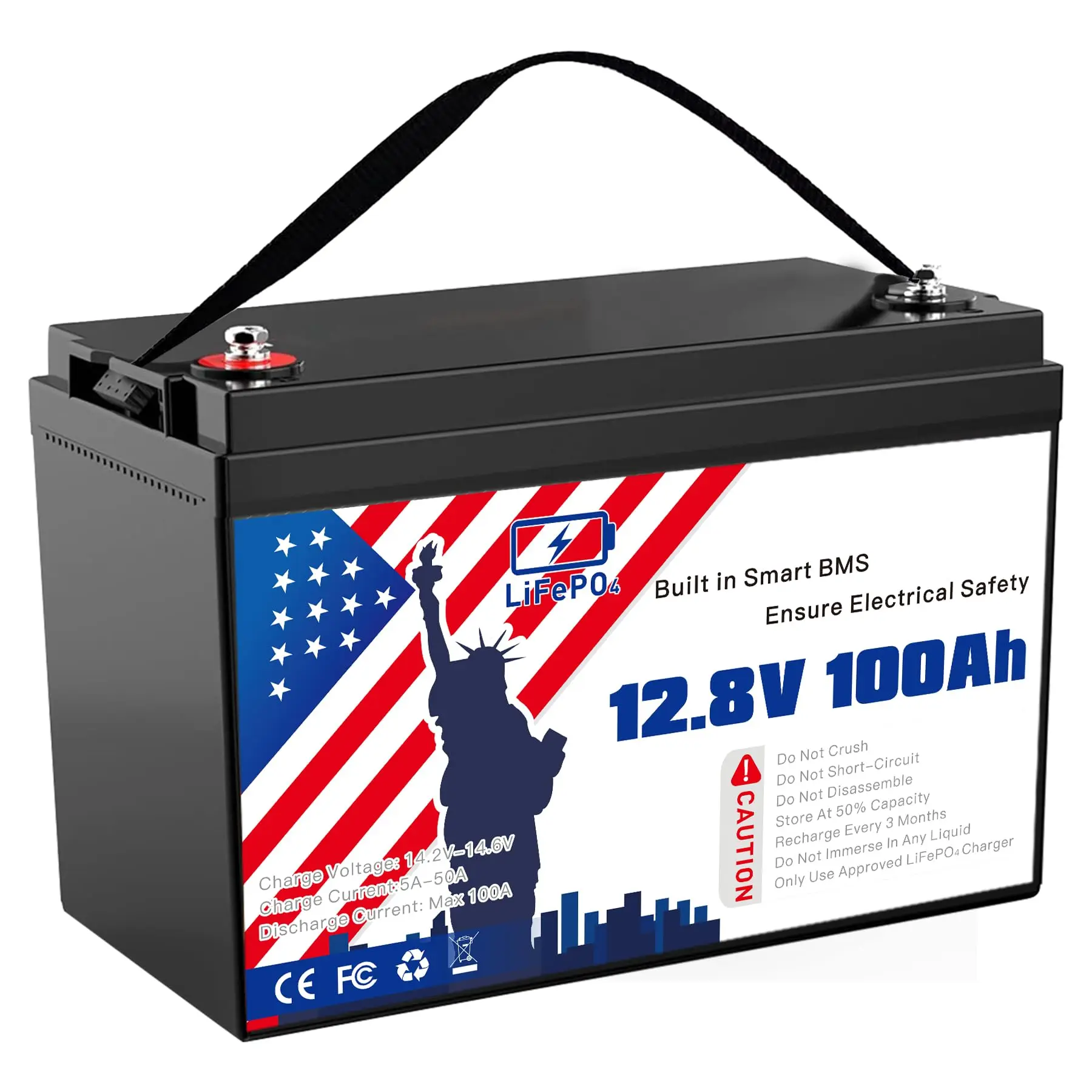 12V 100Ah LiFePO4 Battery, Group 31 Lithium Iron Phosphate Battery A Cells Built-in 100A BMS 15000 Deep Cycles