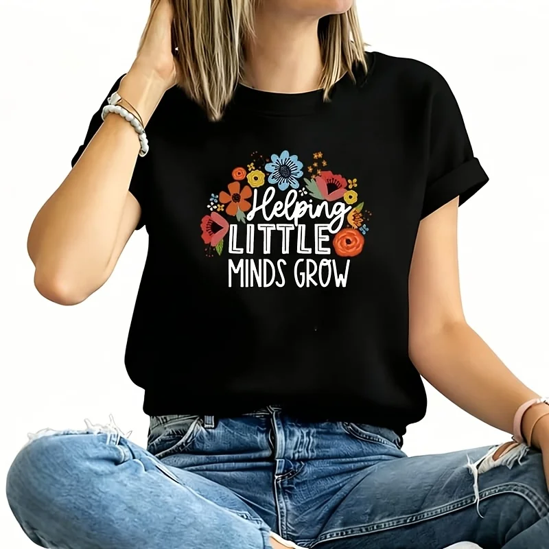 Helping Little Minds Grow Women's Plus Size T-Shirt 100% Cotton 220g