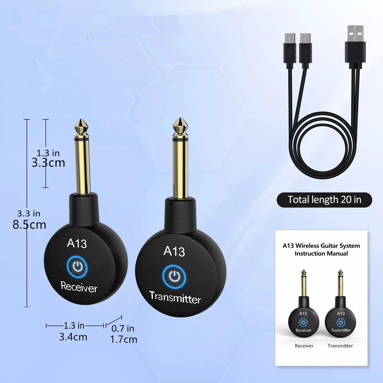 خفيفة الوزن 2.4 جيجا هرتز نظام الغيتار اللاسلكي دقة الصوت الغيتار اللاسلكي جهاز ريسيفر استقبال وإرسال مكبر للصوت باس أجزاء الغيتار #5