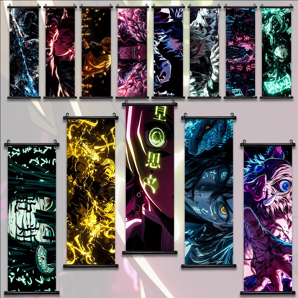 

Demon Slayer Hashira Hanging Scroll Poster Wall Artwork Kid Print Anime Home Decoration Art Canvas Painting Tanjiro Wallpaper