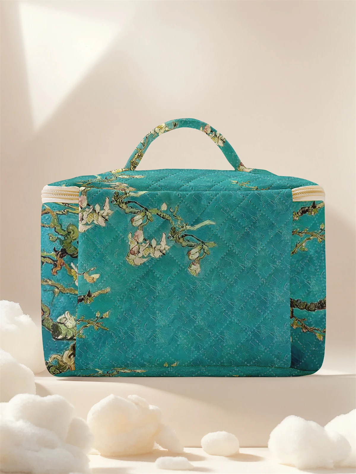 1pc， Portable travel cosmetics with floral patterns, large capacity travel storage bag, cute and stylish makeup bag