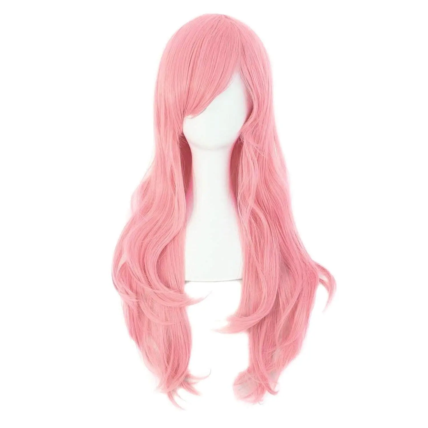 70cm Long Curly Hair Ends  Synthetic Wig (Pink)