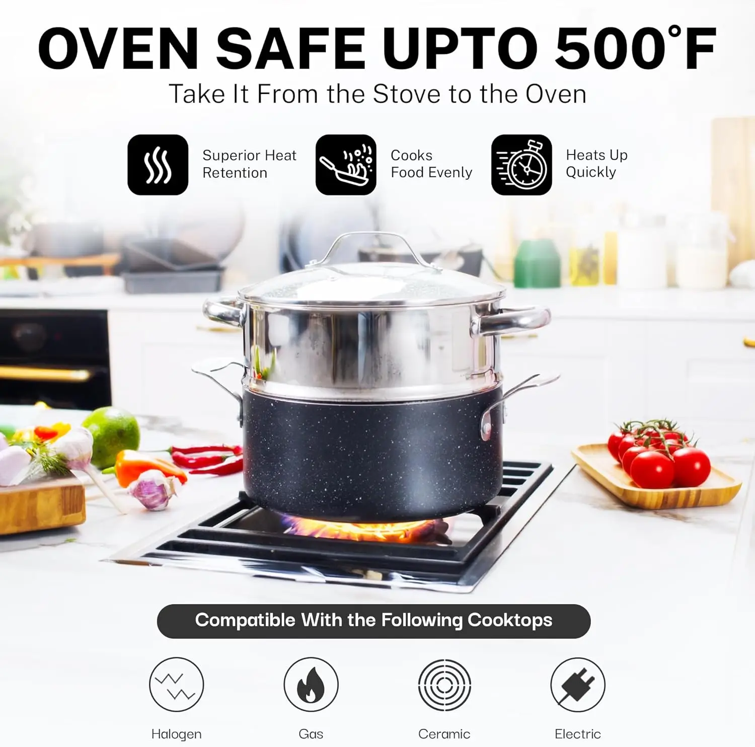 Набор кастрюль и сковородок True, набор антипригарной посуды с глубокой квадратной кастрюлей и набором форм для выпечки, нетоксичный PFOA PFOS бесплатно, духовка и блюдо