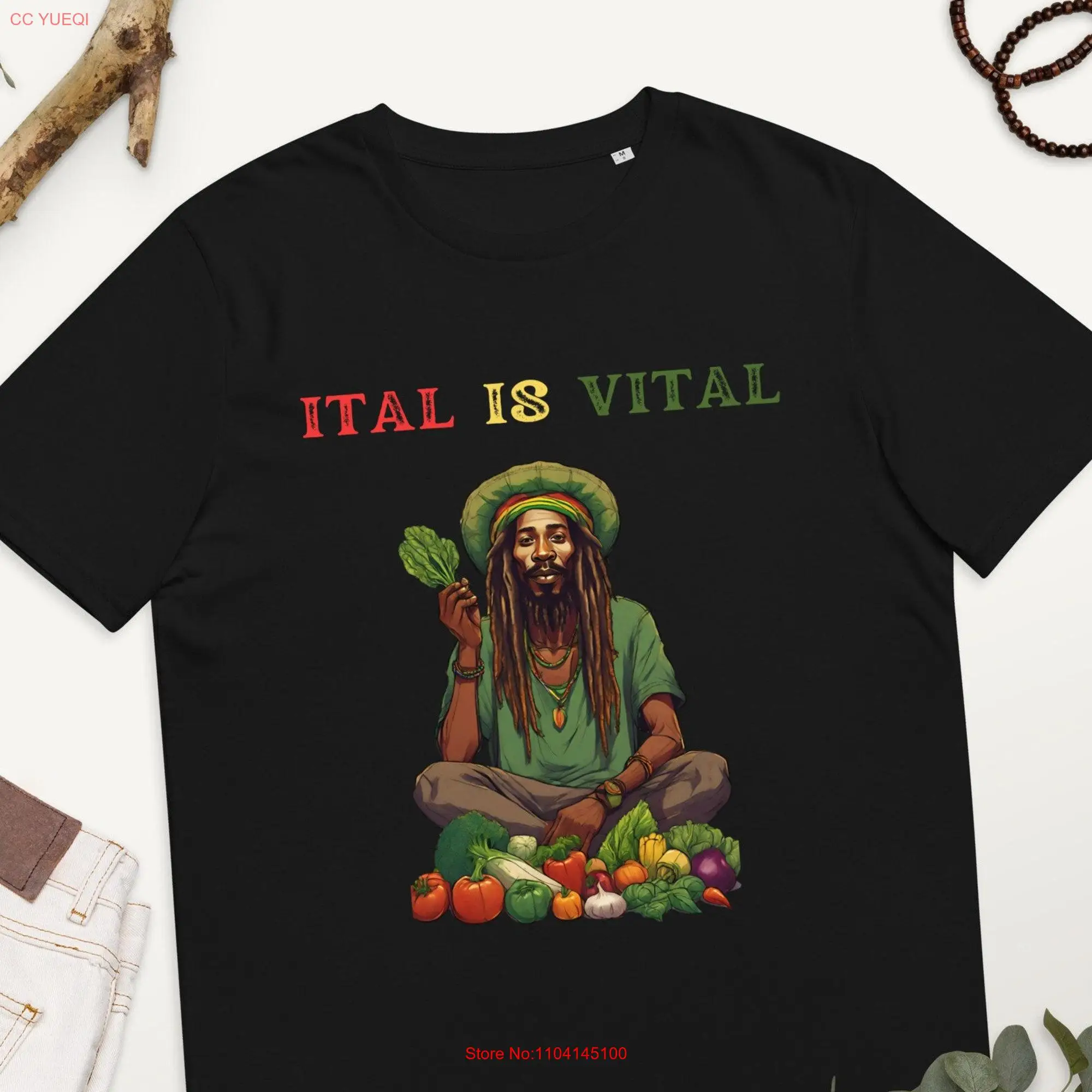 Ital is vital vegan rasta organic cotton unisex reggae t shirt long or short sleeves