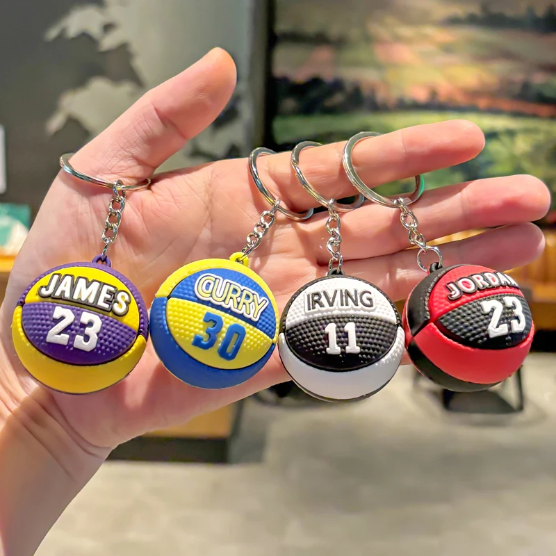 كرة سلة صغيرة سحر المفاتيح ثلاثية الأبعاد رائعة مروحة الرياضة على ظهره حلقة رئيسية الرياضة مروحة سيارة الحلي مفتاح قلادة الهدايا التذكارية