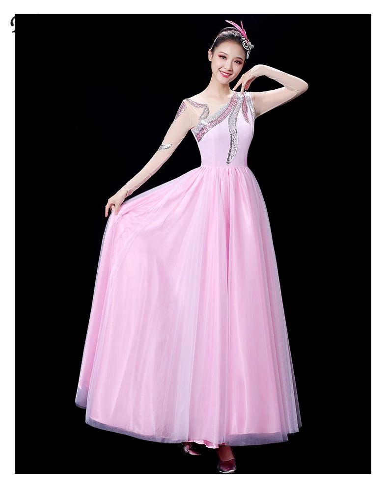 Opening Dance Large Swing Dress Performance Dress Women's Modern Atmosphere 720 Degrees Dress Dance