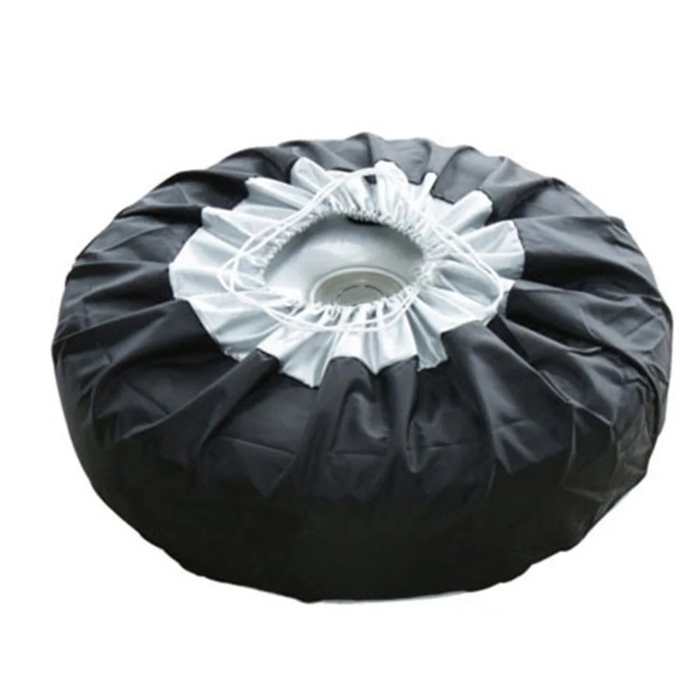 4 Uds. Cubiertas de neumáticos de repuesto de coche de tela Oxford protector solar impermeable protección contra arañazos plegable fácil de instalar para rueda de 65cm