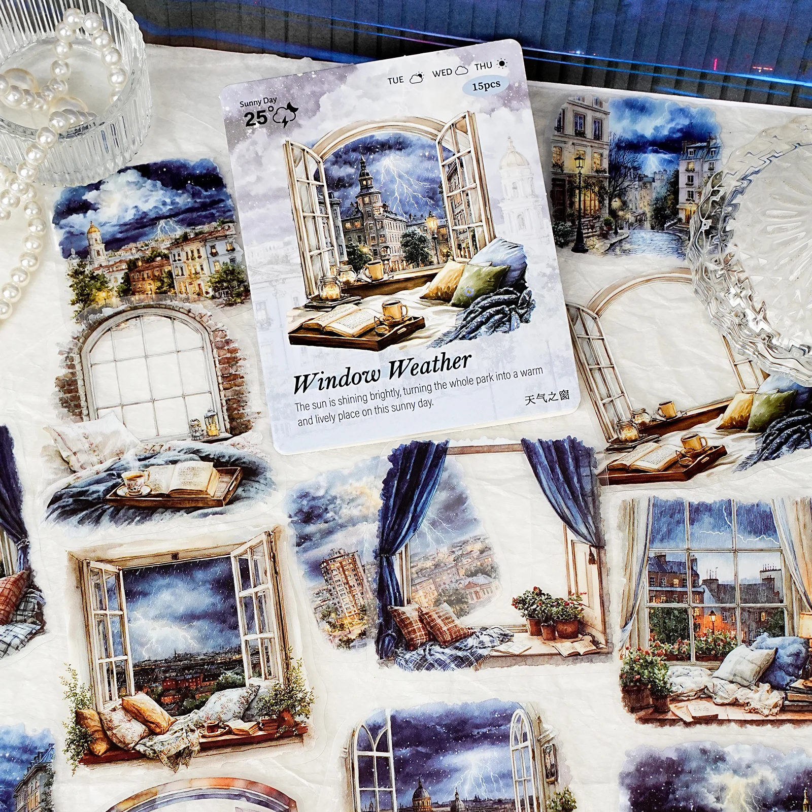 

15 шт., серия наклеек для домашних животных, натуральный пейзаж, оконный пейзаж, декоративные эстетические канцелярские принадлежности для справочников