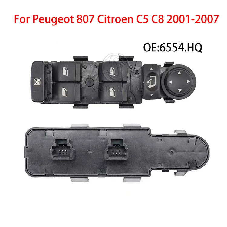 

6554.HQ For Peugeot 807 Citroen C5 C8 2001-2007 High Quality Driver Left Master Power Window Switch Control Button