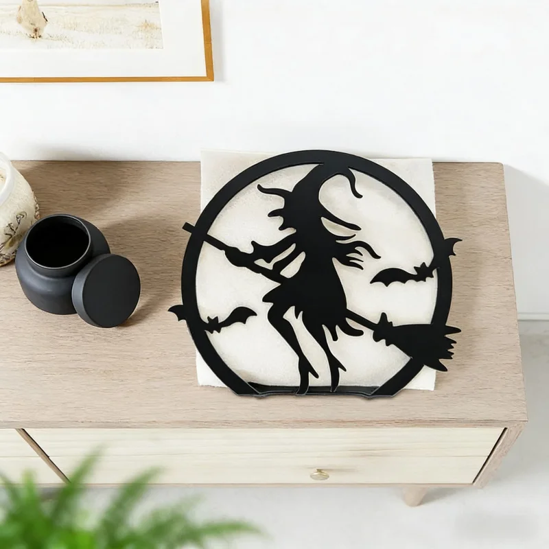 

Iron Art Tissue Box Witch Shape Large Nordic Style Creative Storage Rack Western Restaurant Cafe Hotel Dining Table Napkin Box