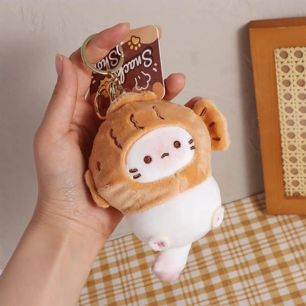 Small Food House Series Toast Cat Plush Pendant Caramel Toast Toast Style Caramel Toast Cat Plush Keyring Takoyaki Bream Yaki