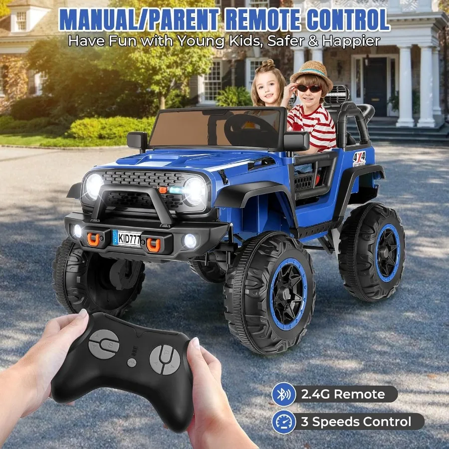 大きなお子様向けの24V乗用車、2人乗りの子供用オフロード車、リモコン付き、2WD/4WD切り替え可能、特大20インチシート、Sp