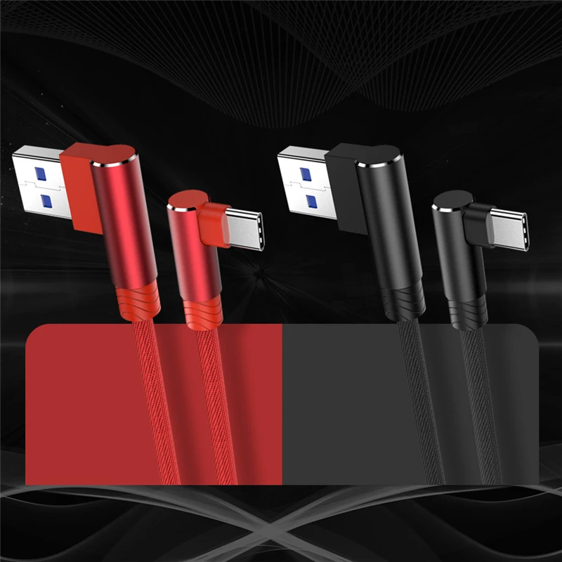 

120W 0.25m/1m/1.5m/2m Fast Charging 90 Degree Elbow Braided Rope Data Cable Mobile Phone Accessories for Samsung Huawei Millet