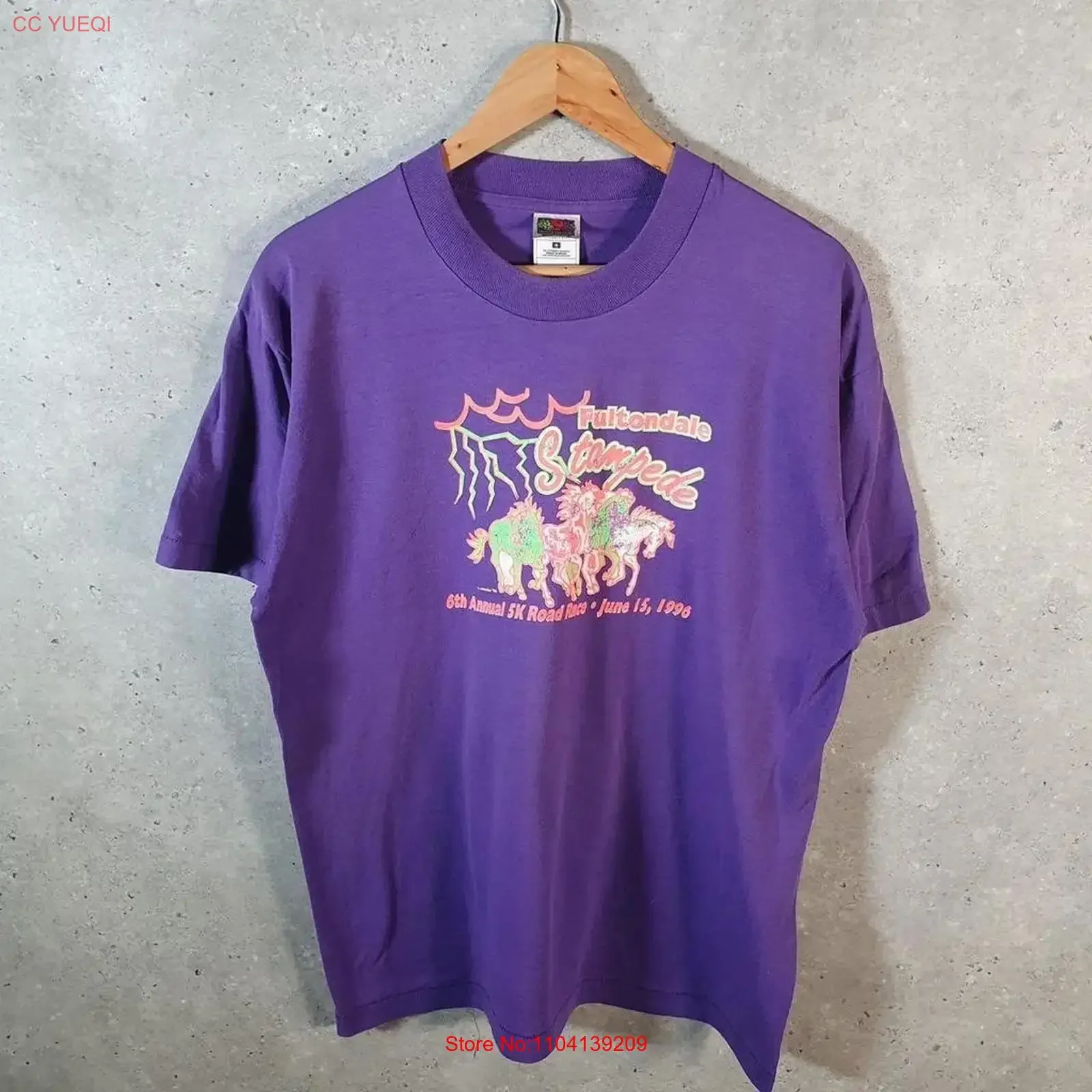 Vintage Fruit Of The Loom Fultondale Stampede 1996 90s USA T Shirt Mens Large long or short sleeves vintage Washed Stretched