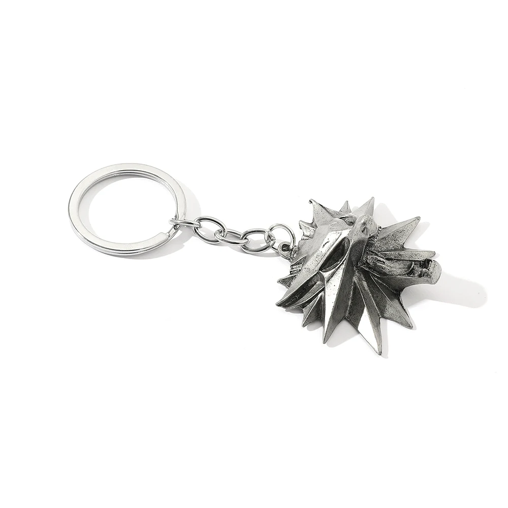 Game Pendant Keychain TheWitcher Wizard 3 Wild Hunt Geralt Animal Metal Keyring Wolf Head Key Holder Bag Card Original Quality