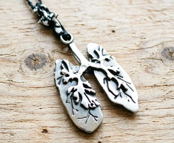 Gothic Anatomical Lung Necklace Medical Lobe Anatomy Pendant Hot Charm Punk Goth Jewelry