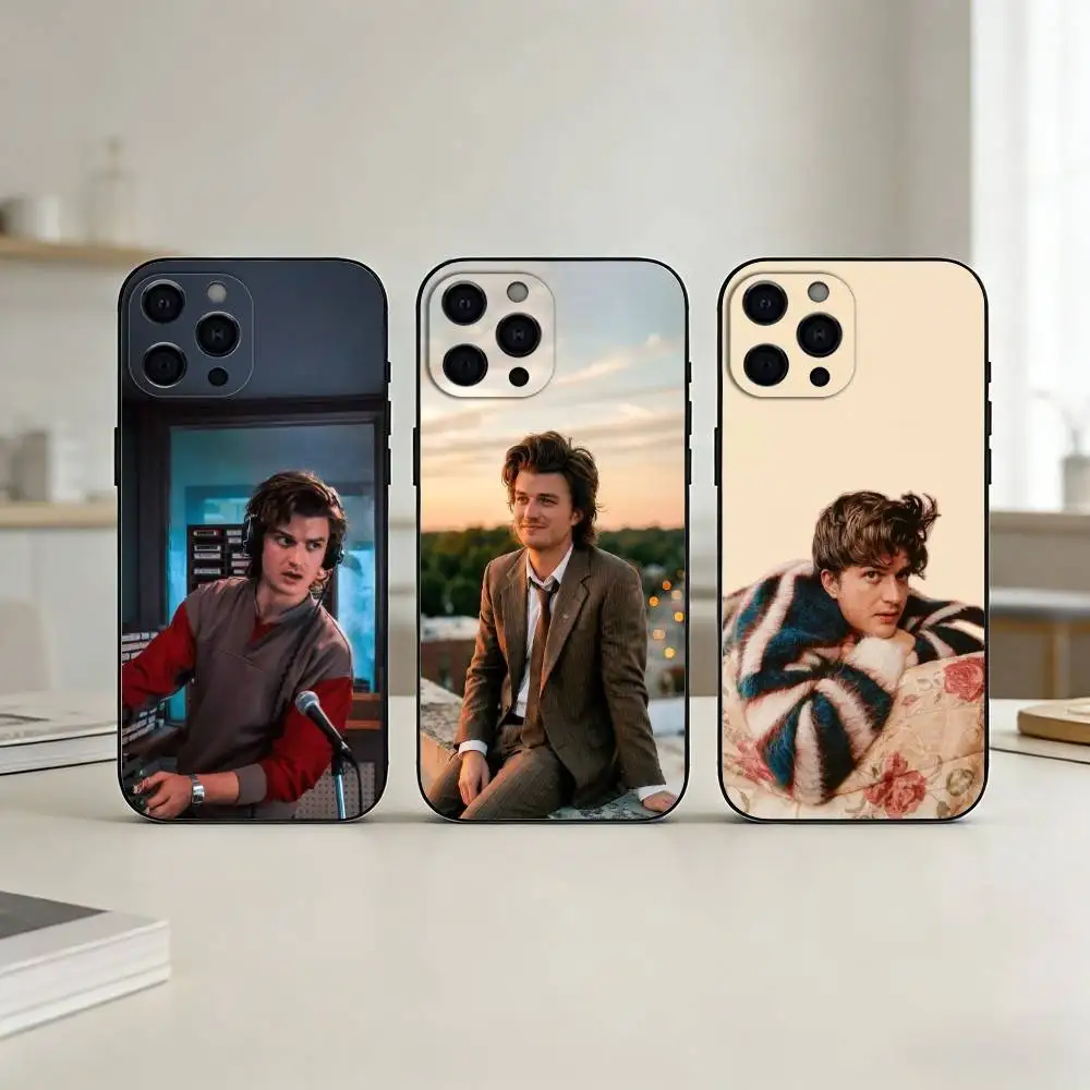 Funda de silicona suave negra para iPhone 17, 16, 15, 14, 13, 12, 11 Plus, Pro Max, SE4 con diseño del actor Steve Harrington