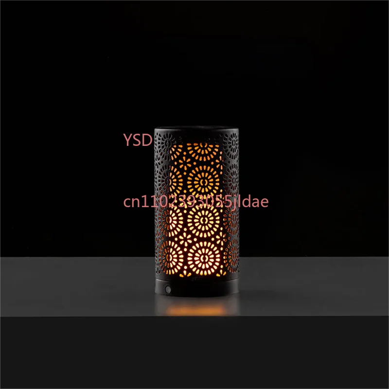Waterproof Flower Laser Flame Light Dynamic Flickering LED Lamp Magnetic Metal Lampshade USB Rechargeable Battery Operated