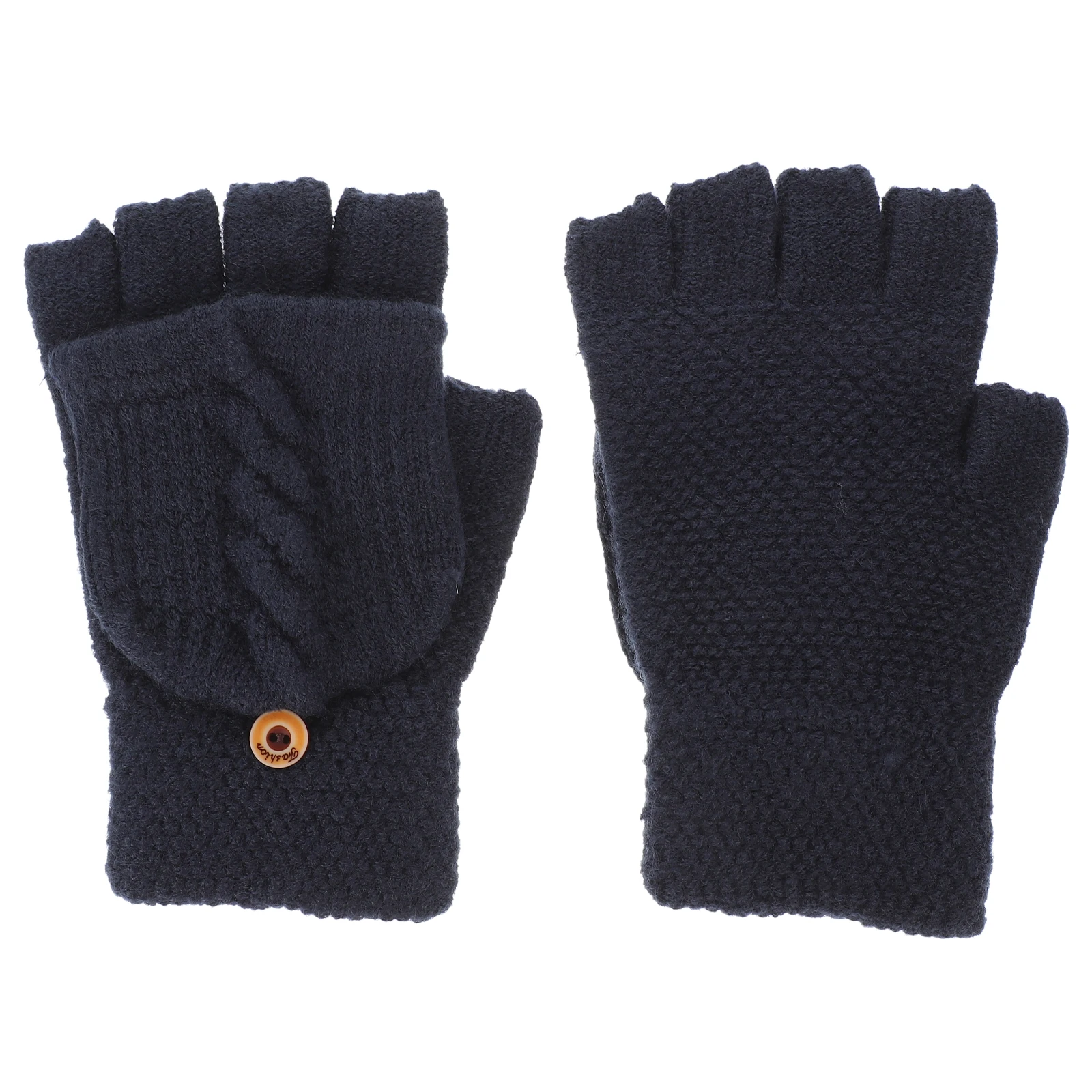زوج واحد من قفازات النساء بدون أصابع دافئة قابلة للتحويل من الكشمير الأكريليك نصف اصبع للاستخدام في الطقس البارد في الهواء الطلق