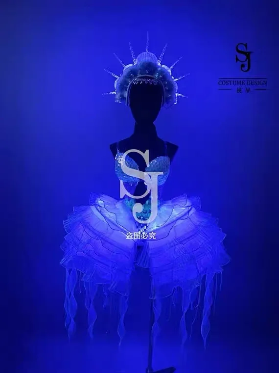 Bar Performance Party LED Ocean Series Fantasy Color Mermaid Scales Gogo Show Performance Dress