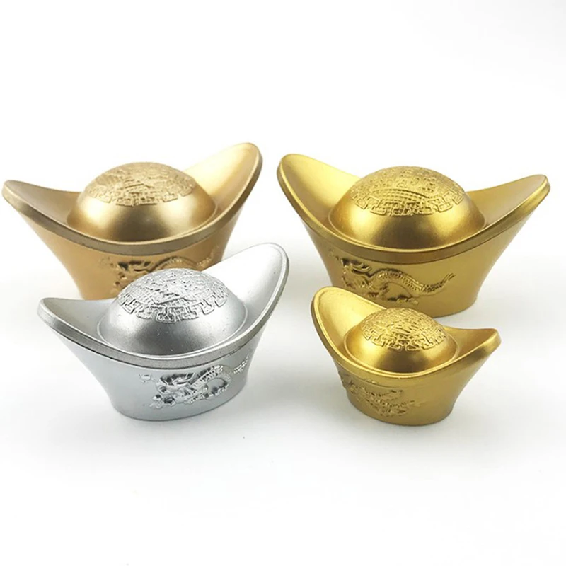 1 pz plastica falso oro cinese antico Yuanbao lingotto piccolo FengShui ornamenti ricchezza lingotto d'oro auto Home Office decorazione regali
