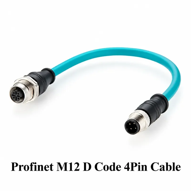 Profinet M12 D Code 4 Pin Male to Female Extension Cable Bulkhead Panel Mount Shielded 100Mbps Cat6A Industrial Ethernet