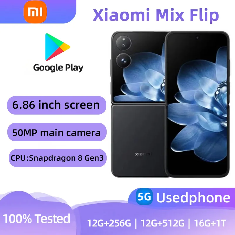 Xiaomi MIX Flip 5g Smartphone CPU Snapdragon8 Gen3 Screen 6.86-Inches Leica 50MP Camera 67W Charge 4665mAh HyperOS Used Phone