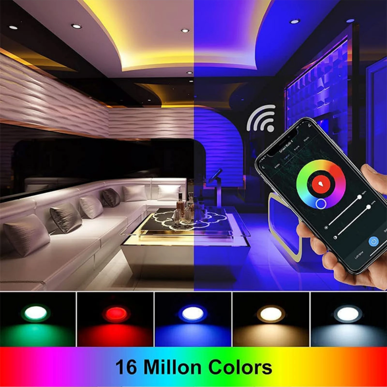 WiFi Smart LED Downlight Encastré Zigbee Bluetooth Downlight Dimmable AC85-265V 10W 15W Projecteur Compatible avec Alexa Google