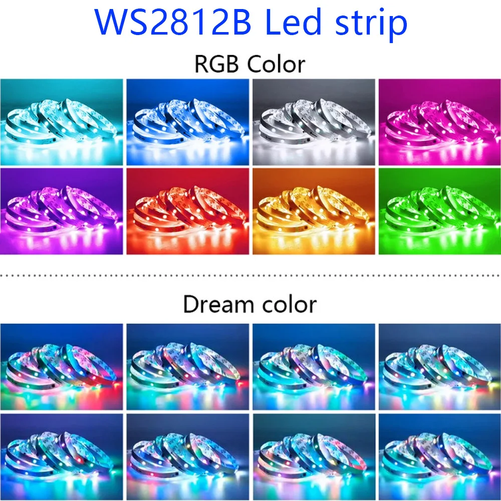 1-30M Dream WS2812B Bluetooth LED RGB Strip Light 5050 Tuya WiFi App RGBIC Tape LED Magic USB TV Backlight Room Neon Night Light