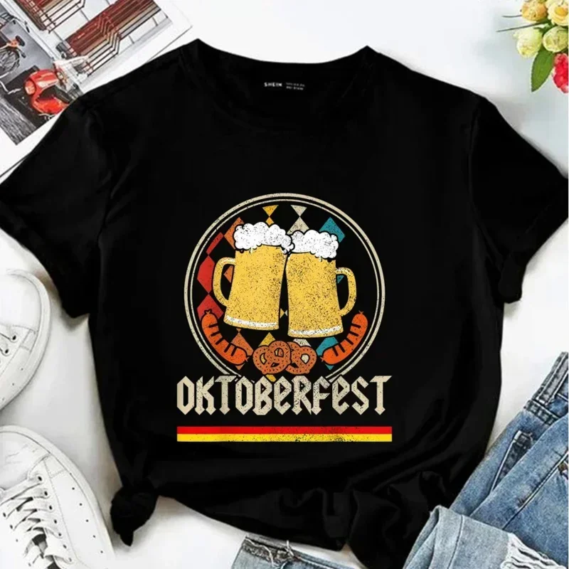 Summer Harajuku Craft Beer Brewing Lover Women T-Shirt Beer Funny Fashion Short Sleeved Round Neck Oktoberfest T-Shirt