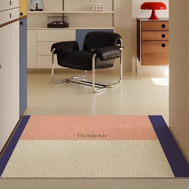 Minimalist Solid Tone Wire Loop Floor Mat Easy-to-Clean Wear-Resistant Quick-Dry Non-slip for Office Reception Entryway