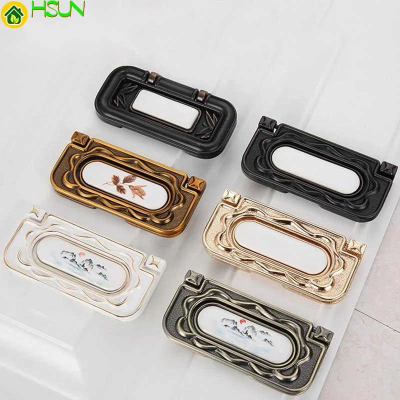 ceramic dark handle rural wardrobe handle invisible handle ceramic simple handle landscape painting handle