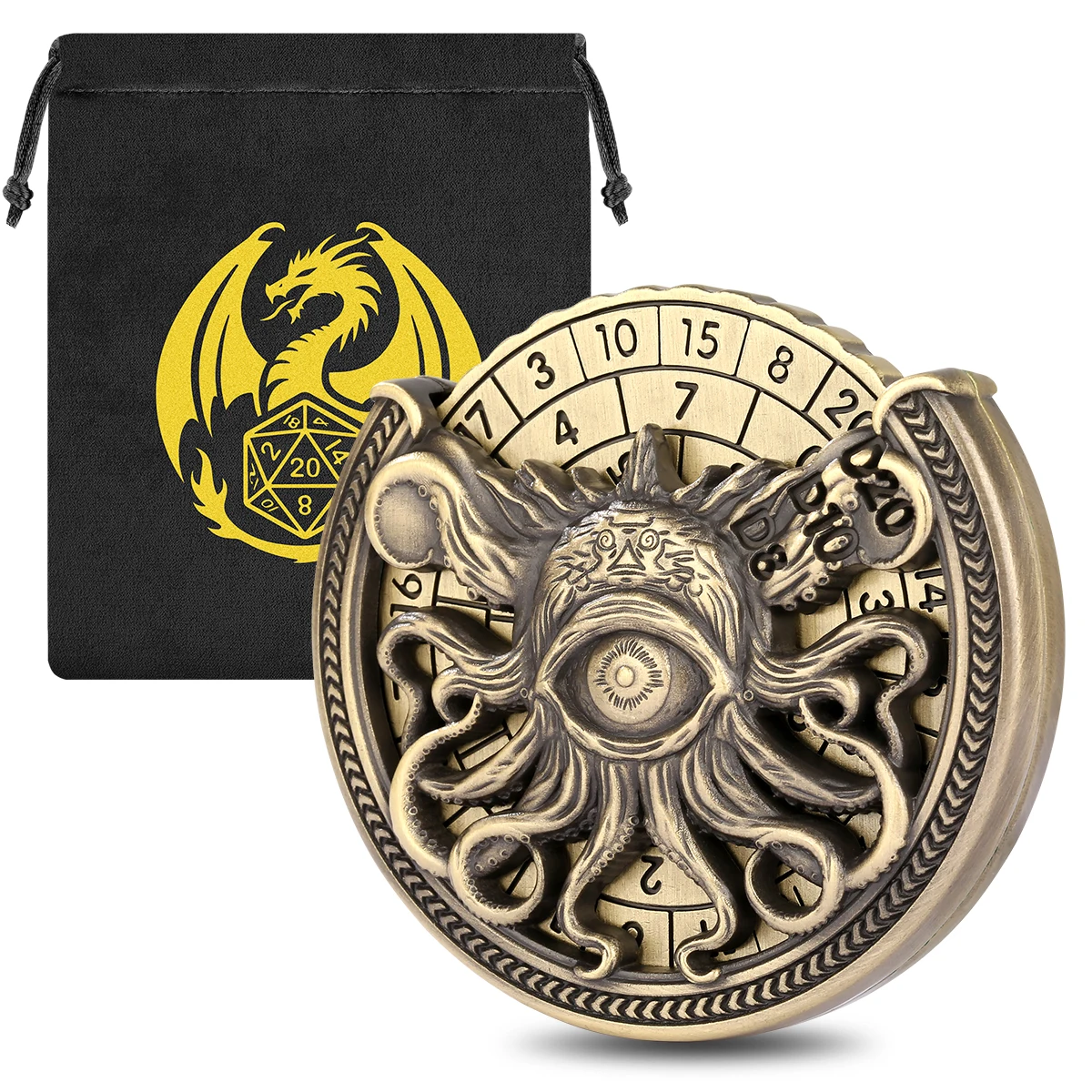 Spinner de Dés DND, Gyroscope du Bout des Doigts, Pieuvre 7-en-1 Métallique DND Dés