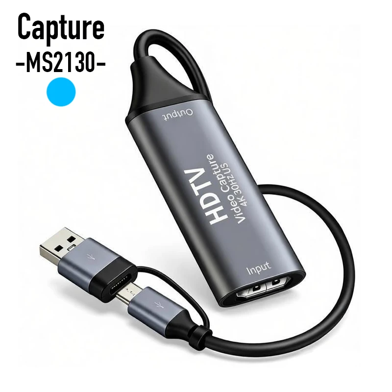 MS2130 Type C USB3.0 Capture Card 4K/30Hz HDTV Video Grabber 1080@60Hz Game Recording Live Streaming Broadcast for PS4/5 Xbox