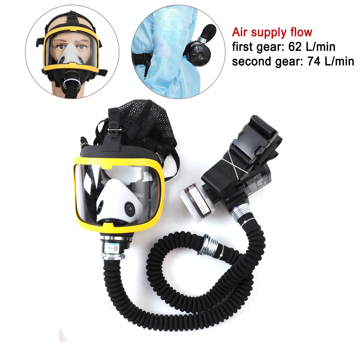 Protective Electric Constant Flow Supplied Air Fed Full Face Gas Mask Respirator Mask Workplace Safety Supplie Respirator System