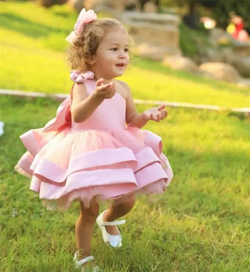 

Pink Elegant Flower Girl Dress Tutu Baby Girl Christmas Dress vestidos infantil Customize Gown