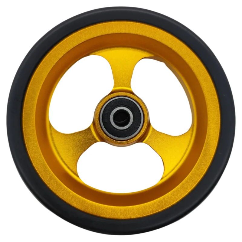A pair of 5 inch wheelchair front wheels made of aluminum alloy with wear-resistant PU tires, high-speed, universal installation view 5