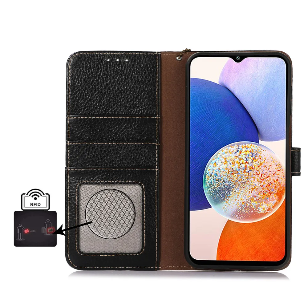 Handmade Genuine Cowhide Leather Flip Case For iPhone 15 14 13 12 11 Pro X XS Max 7 8 Plus Anti-theft RFID Magnetic Wallet Cover