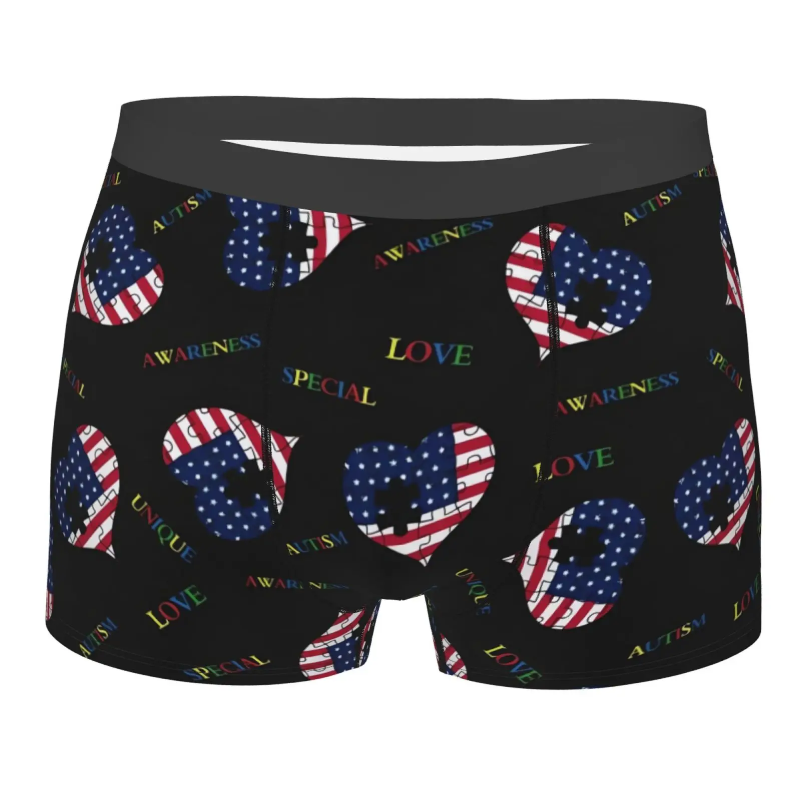 

Love American Flag Heart Print Men Underwear Boxers Men's Novelty Underpant Breathable Printed Male Underpants Man Boxer Briefs