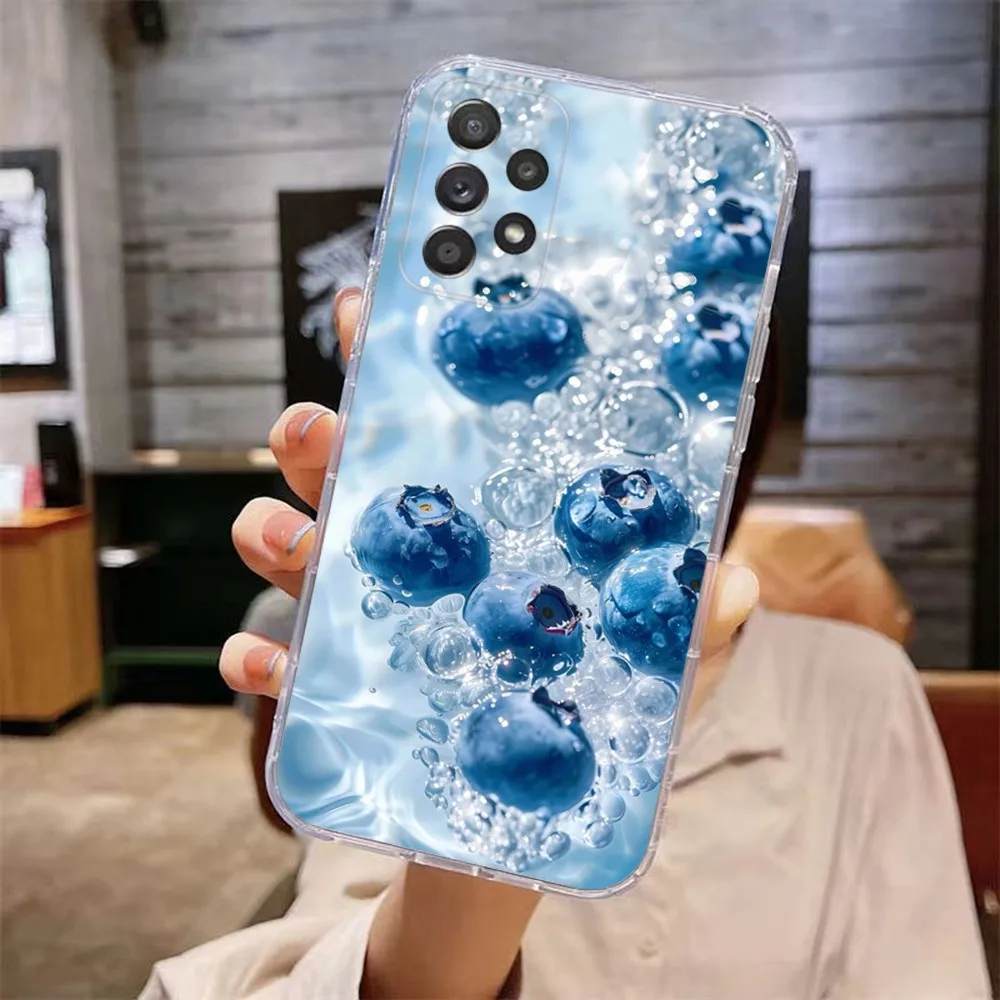 Blueberries Fruit Phone Case For Samsung A 71,70,52,51,4G,40,31,50,20,21,S,12,10,S,A03S,Note20 Ultra,4G,Ultra Transparent Case